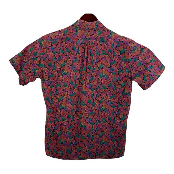 Vintage 1980s Hilo Hattie Fall Leaves Vibrant Hawaiian Made in USA Large Shirt - Picture 5 of 10